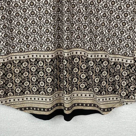 Espresso Womens 1X Black White Tan Medallion Henley Sleeveless Shift Dress - Picture 3 of 8